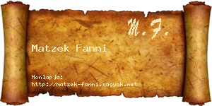 Matzek Fanni névjegykártya